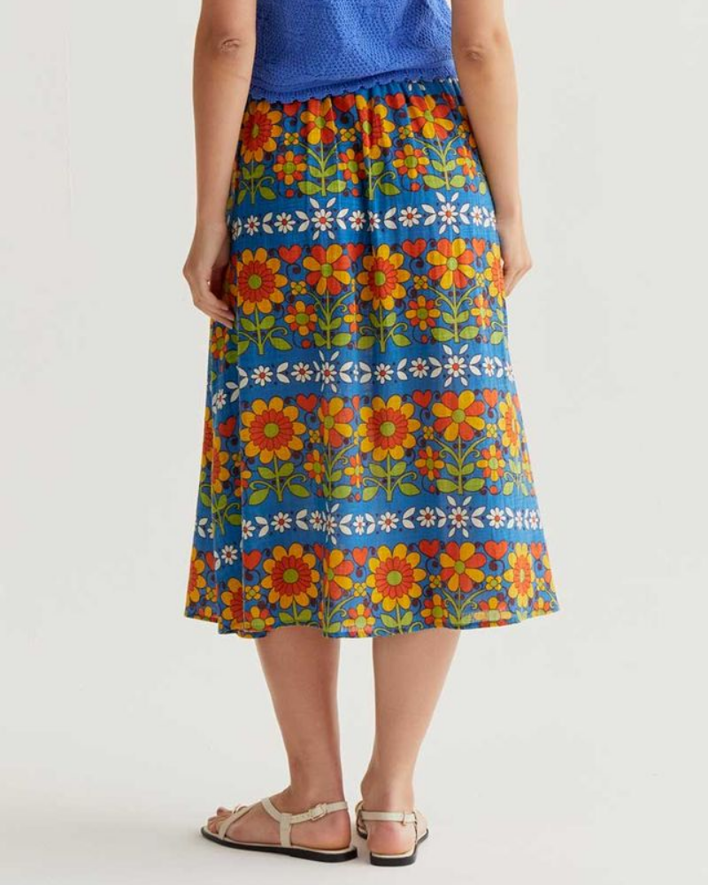 Retro Garden Print Midi Skirt by Compania Fantastica