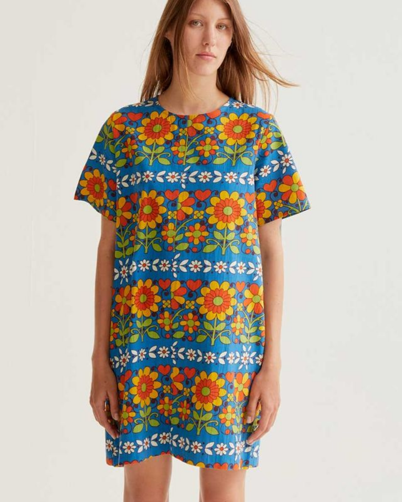 Retro Garden Print Mini Dress by Compania Fantastica