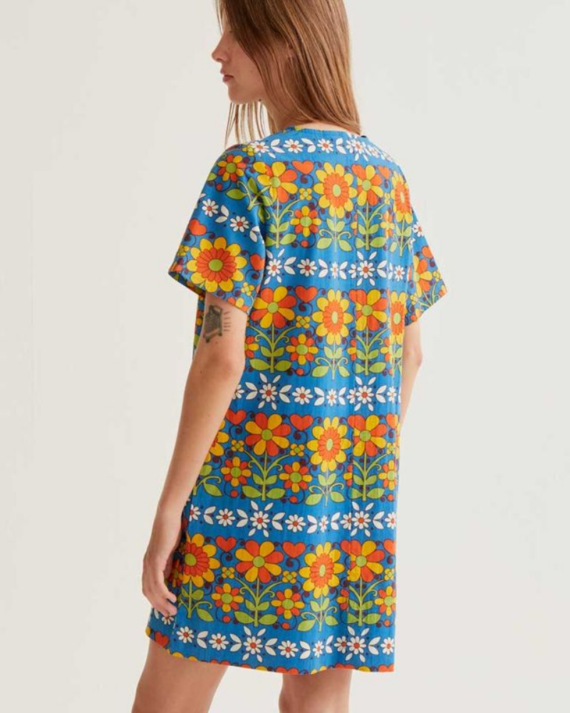 Retro Garden Print Mini Dress by Compania Fantastica