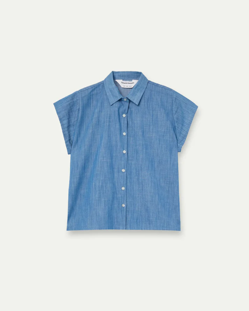 100% Cotton Denim Chambray Floral Shirt by Compania Fantastica