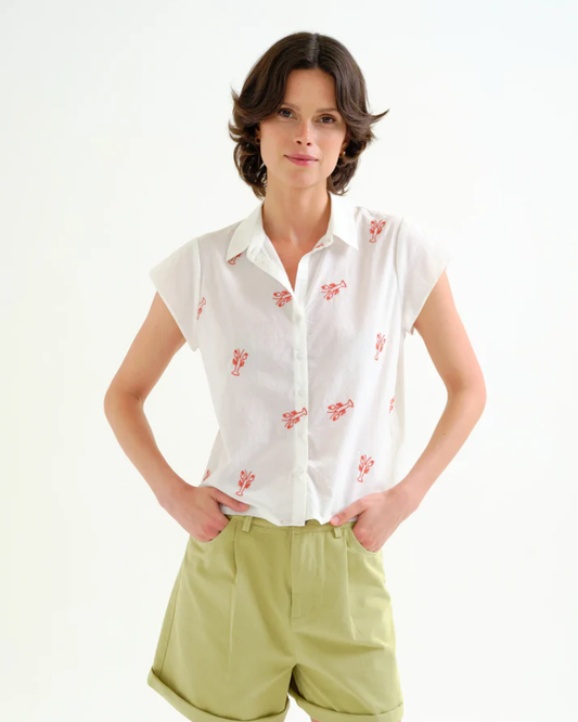 100% Cotton Lobster Embroidery Shirt by Compania Fantastica