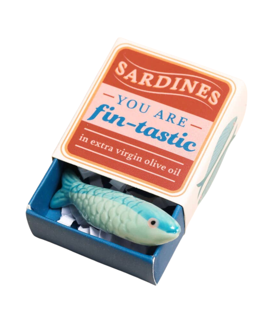 Tiny Matchbox Ceramic Tokens: Sardine