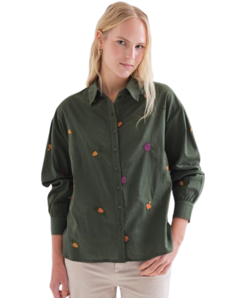 Vegetable Embroidery Shirt in Khaki Compania Fantastica