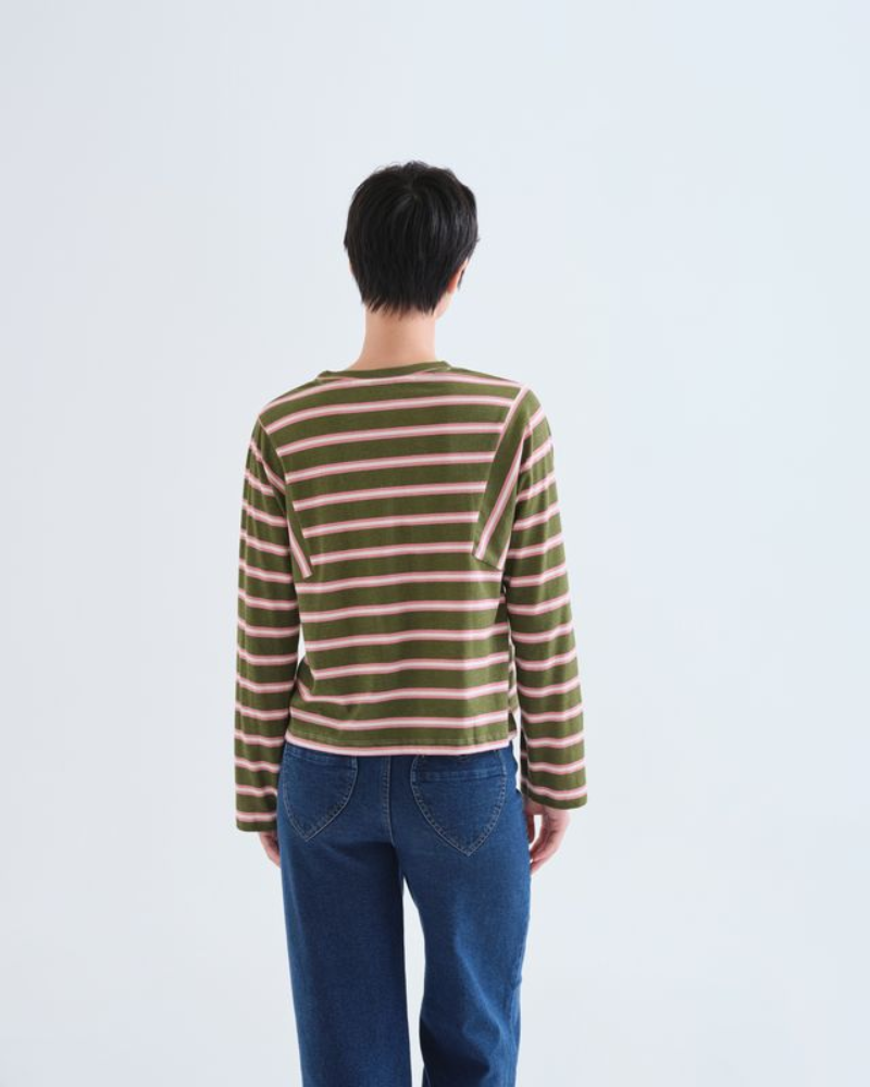 Khaki & Pink Aberdeen Stripe Top Compania Fantastica