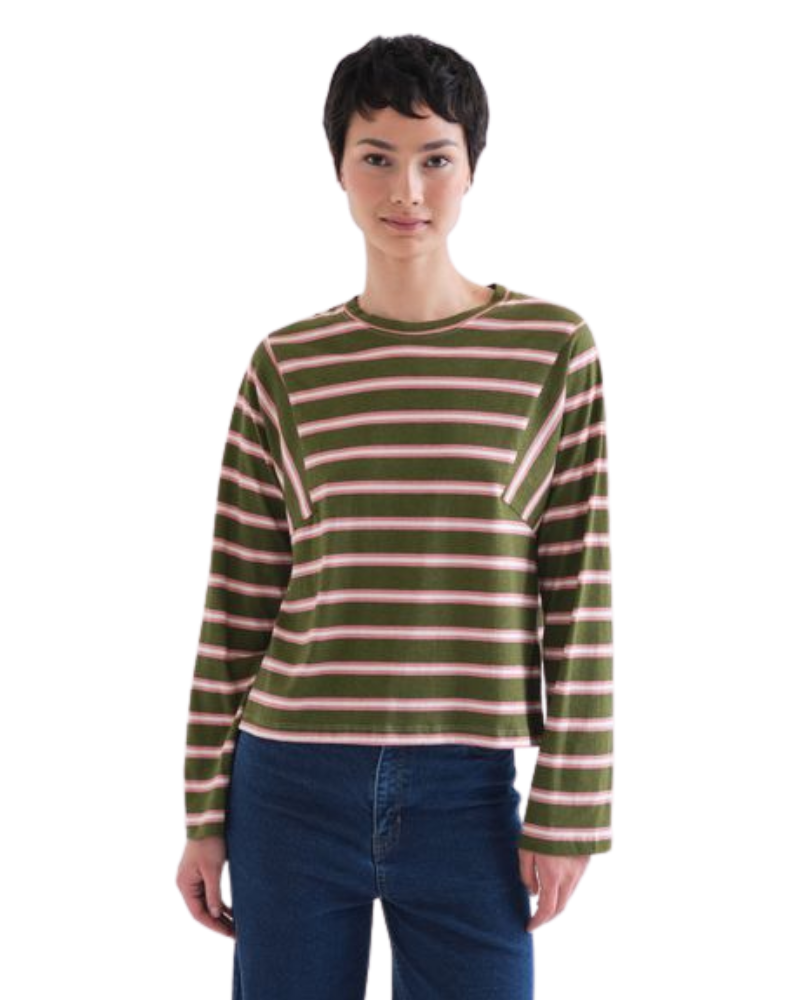 Khaki & Pink Aberdeen Stripe Top Compania Fantastica