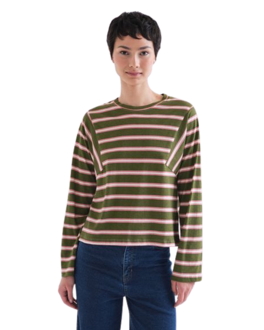 Khaki & Pink Aberdeen Stripe Top Compania Fantastica
