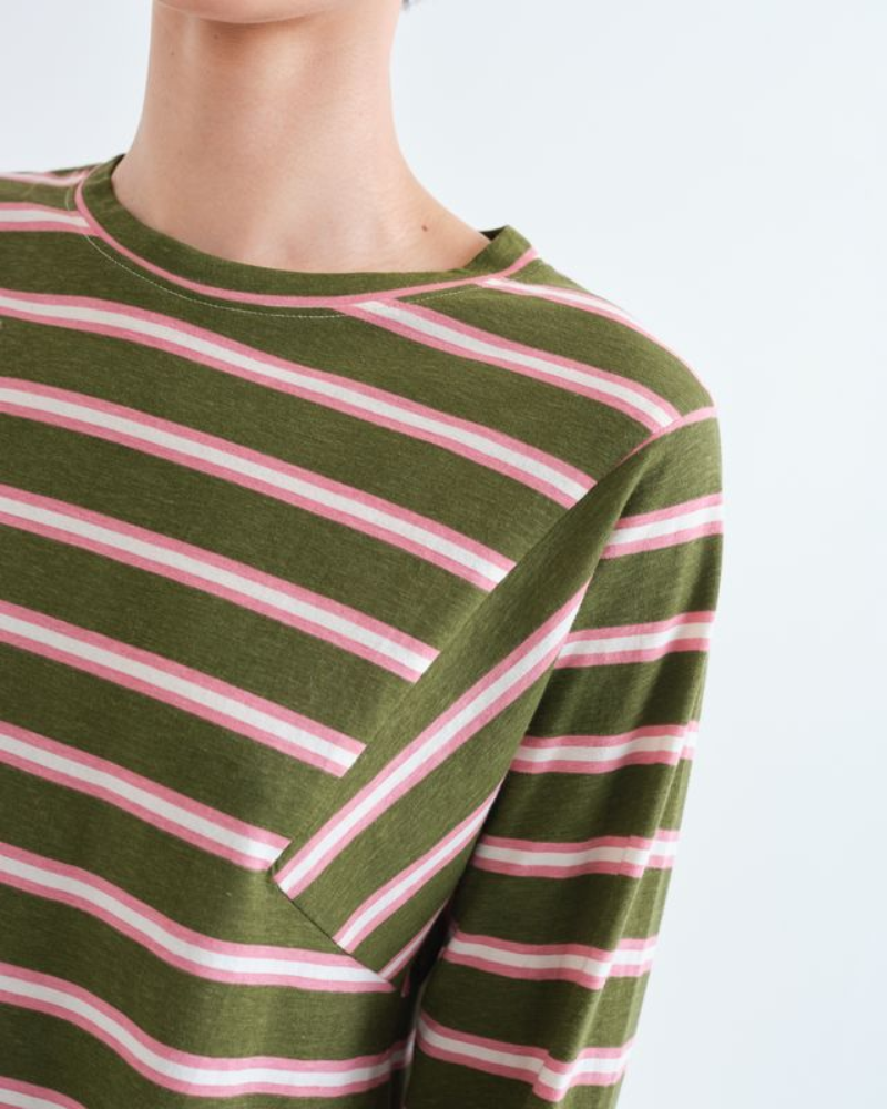 Khaki & Pink Aberdeen Stripe Top Compania Fantastica