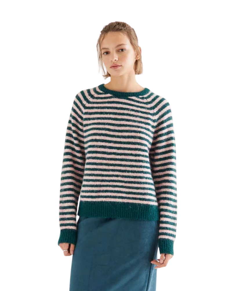 Green & Pink Stripe Knit Jumper Compania Fantastica