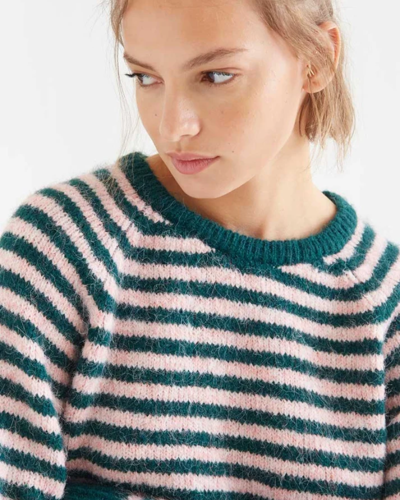 Green & Pink Stripe Knit Jumper Compania Fantastica