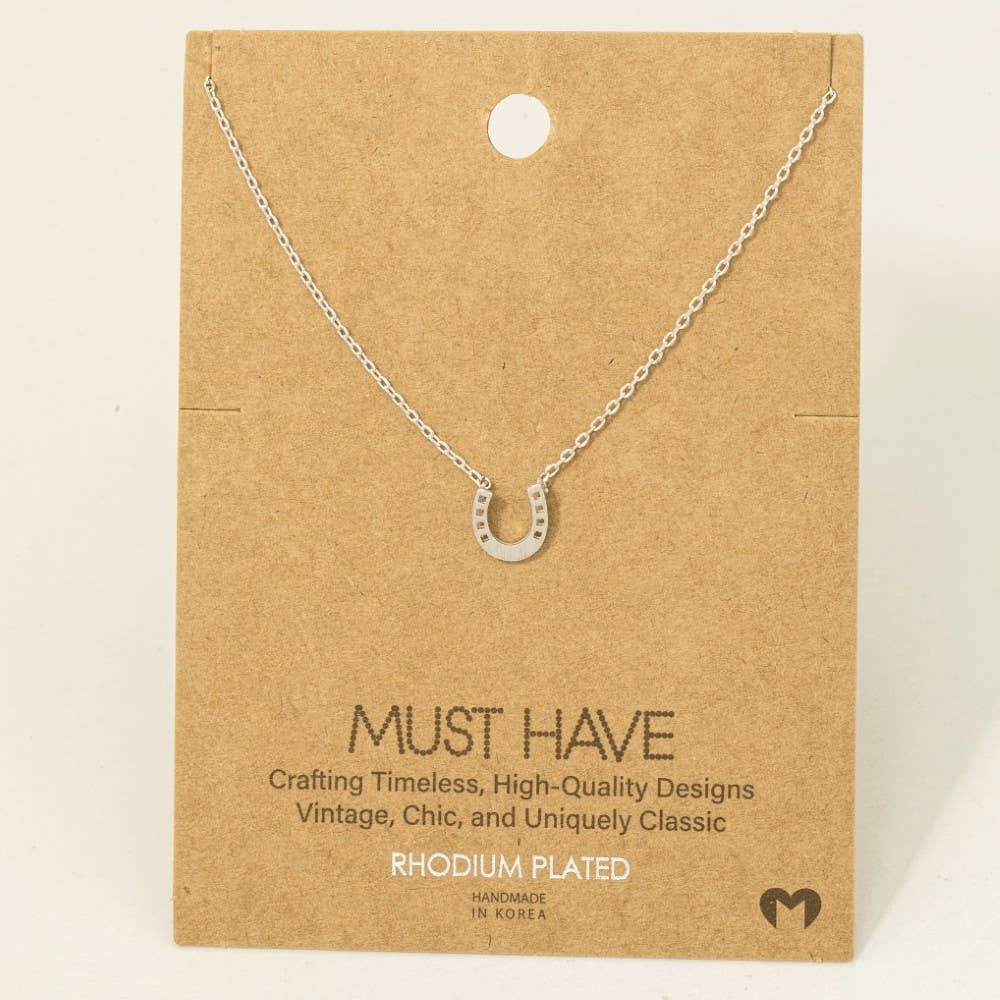Mini Horseshoe Pendant Necklace in Gold or Silver