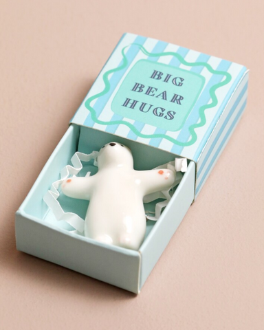 Bear Hug Tiny Ceramic Matchbox Token