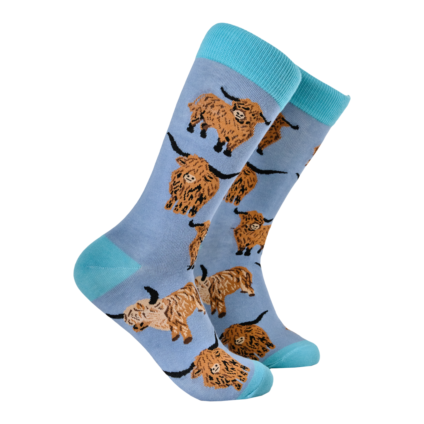 Denim Highland Cow Och Aye the Moo Crew Socks
