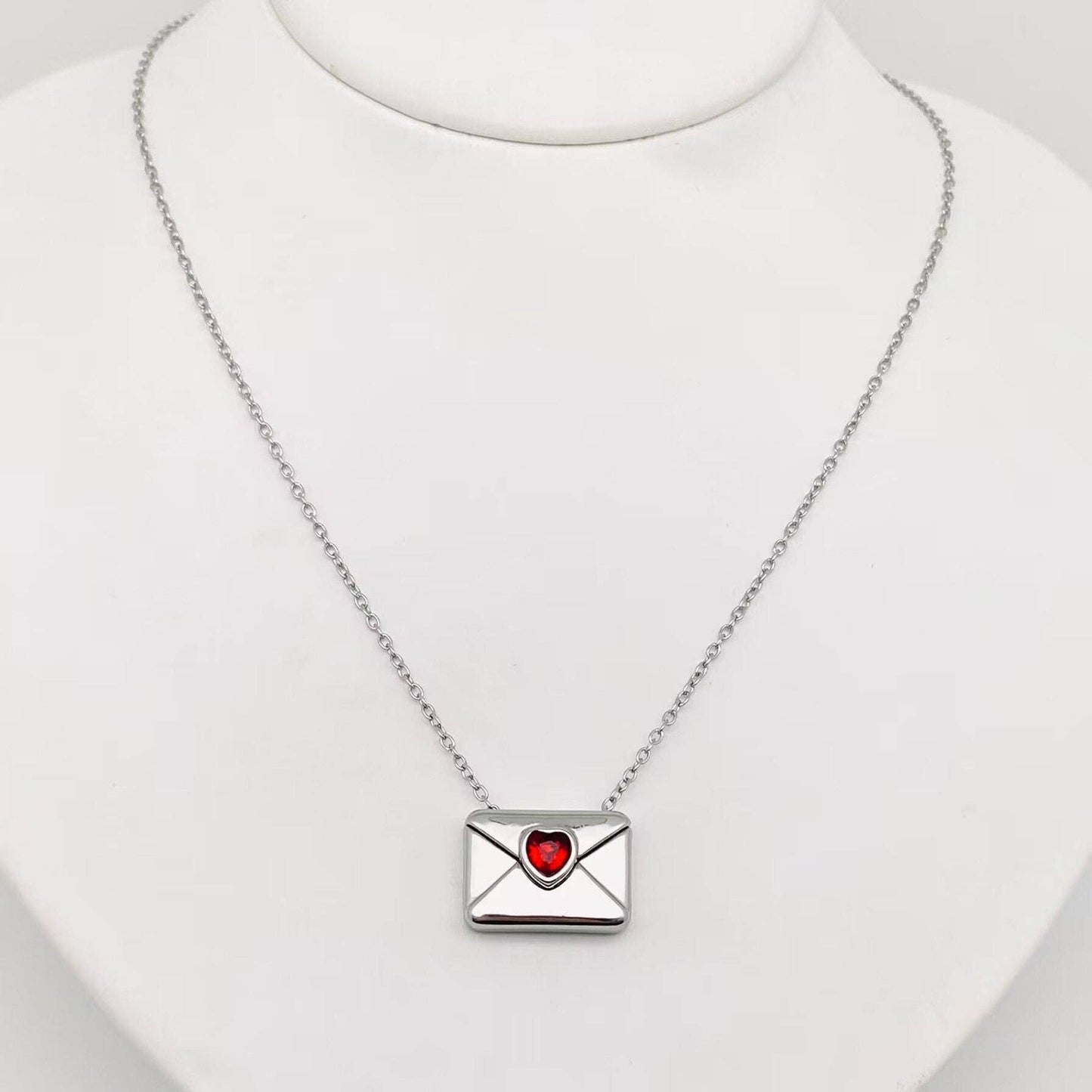 Love Letter Cubic Zirconia Envelope Necklace