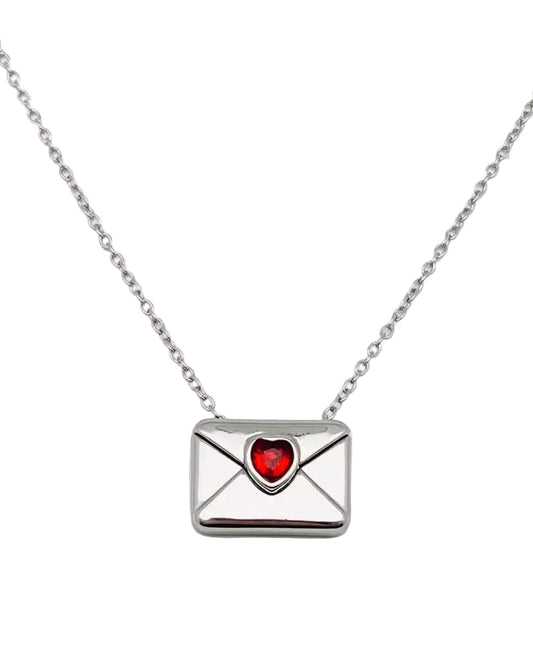 Love Letter Cubic Zirconia Envelope Necklace