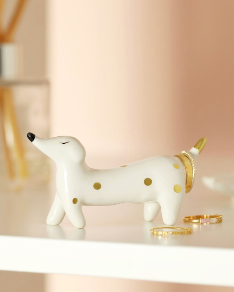Ceramic Sausage Dog Ring Holder