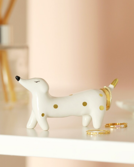 Ceramic Sausage Dog Ring Holder