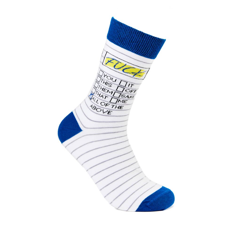 Fuck Tick List Crew Socks