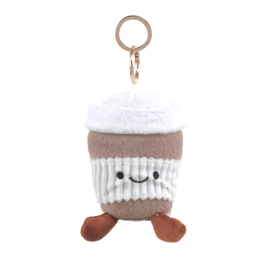Plush Coffee Cup Bag Charm in Brown