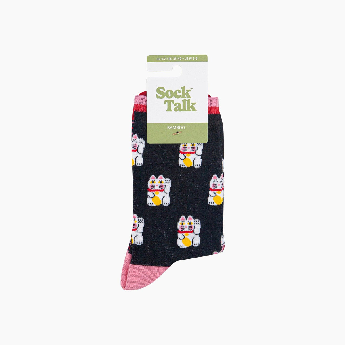 Lucky Cat Bamboo Socks in Black