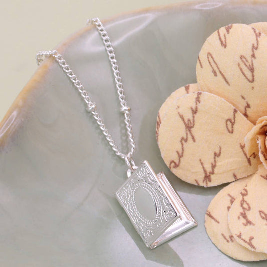 Secret Diary Silver Book Locket Necklace