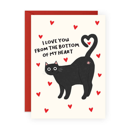 Love You From The Bottom Of My Heart Cat Greeting Card