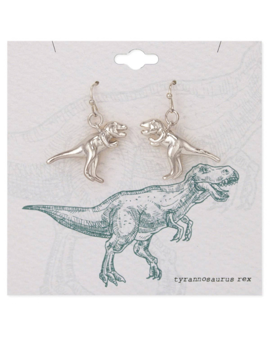 Prehistoric Times Silver Tyrannosaurus Rex Earrings