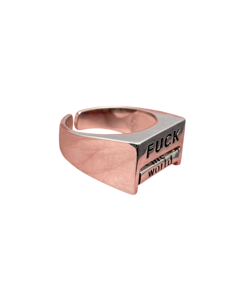 Fuck Everything Rotatable Word Silver Tone Ring