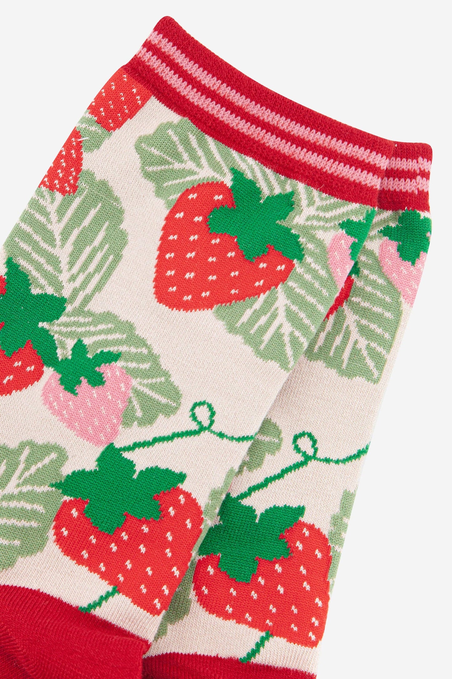 Strawberry Print Bamboo Crew Socks