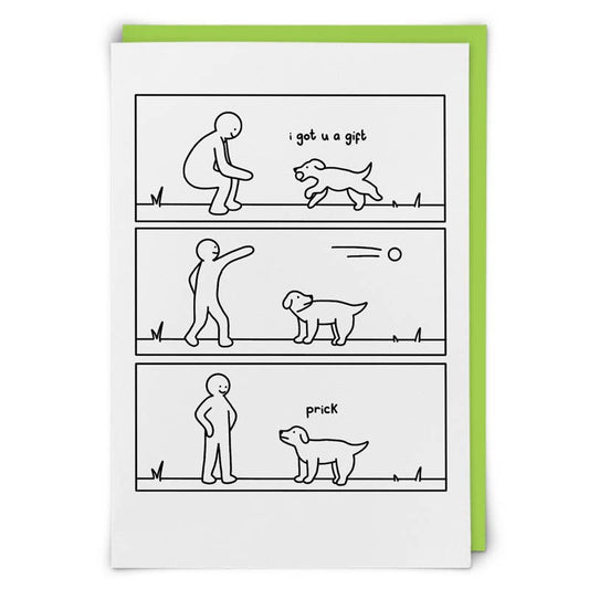 Prick Tennis Ball Dog Greeting Card