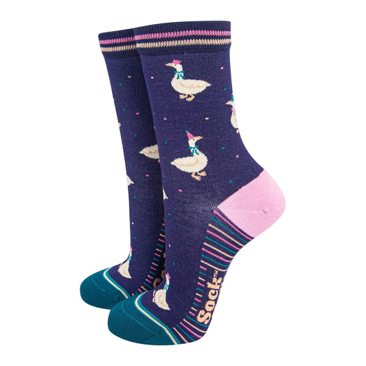 Silly Goose Bamboo Socks in Navy Blue