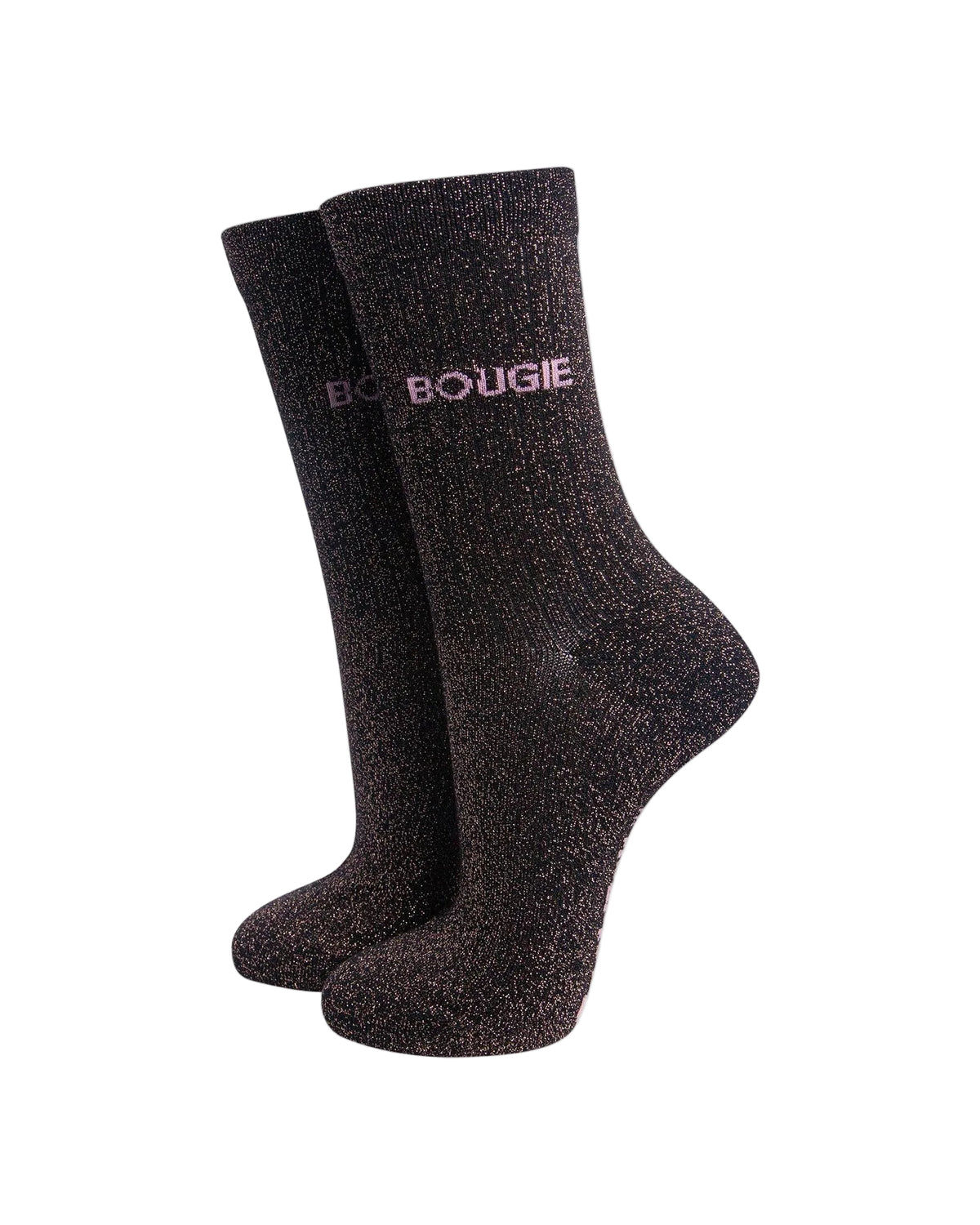 Bougie Combed Cotton Glitter Socks in Brown