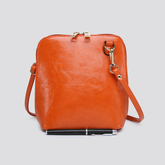 Premium Vegan Leather Crossbody Bag in Orange