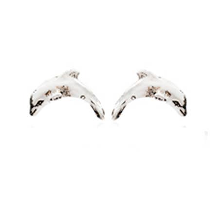 Silver Dolphin Stud Earrings