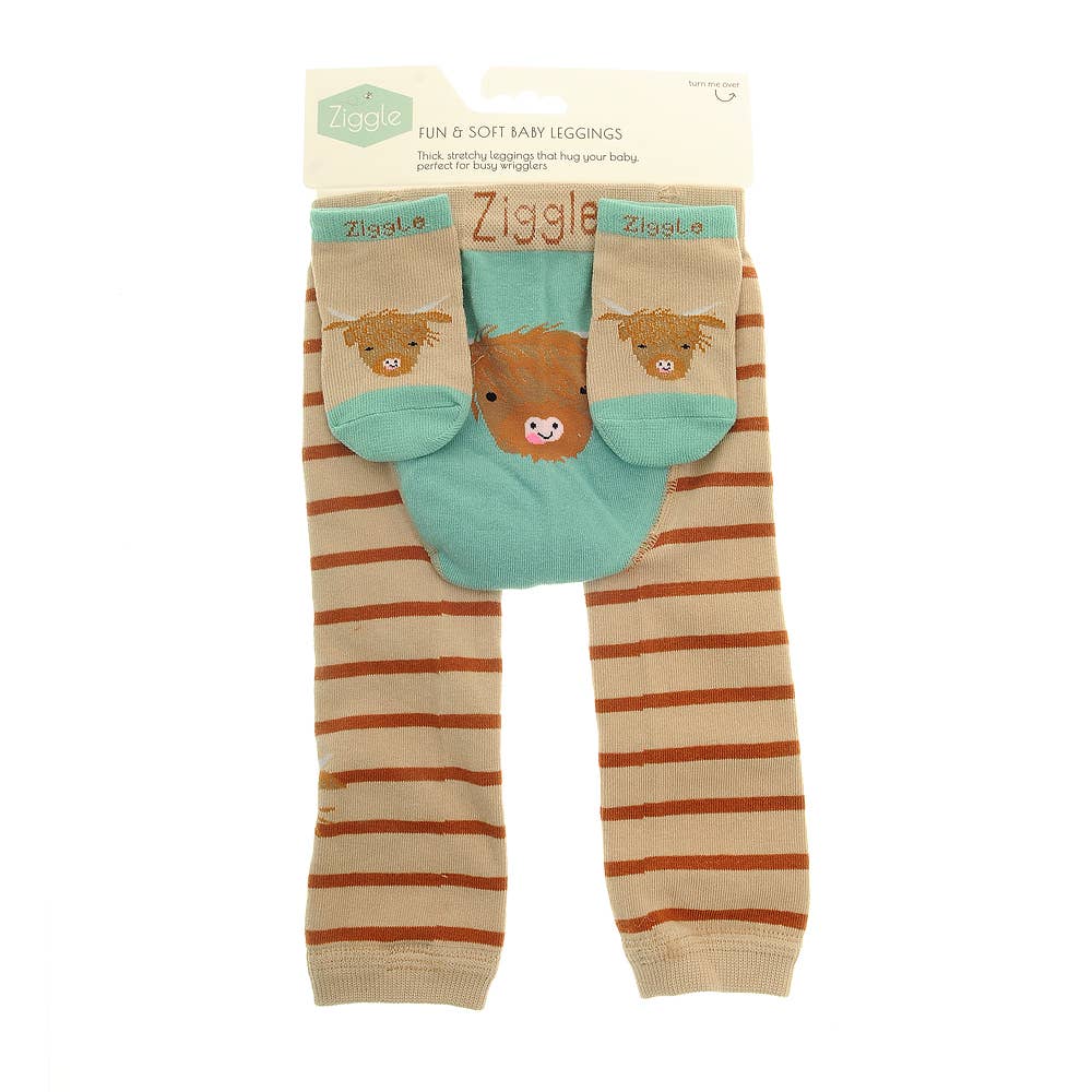 Highland Cow Leggings and Socks Set 0 to 6 Months