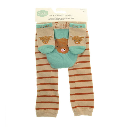 Highland Cow Leggings and Socks Set 0 to 6 Months