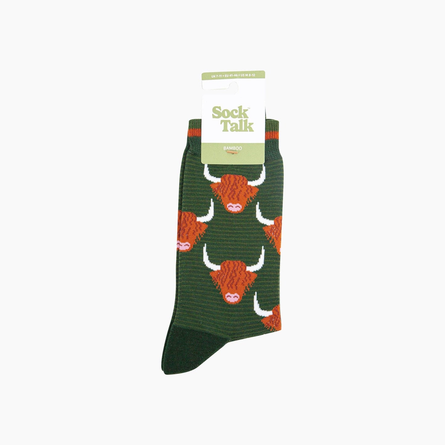 Highland Cow Bamboo Socks in Forest Green