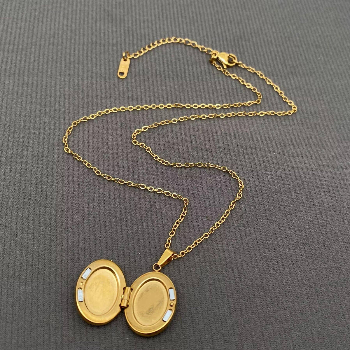 Star Moon Locket Charm 18K Golden S.Steel Necklace