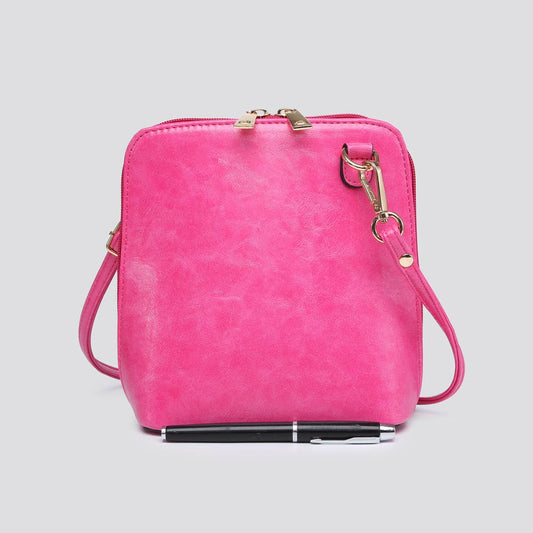Premium Vegan Leather Crossbody Bag in Fuchsia