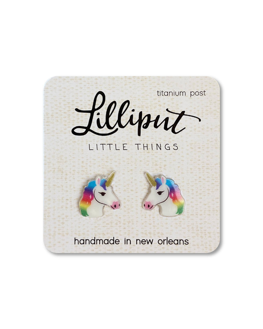 Rainbow Unicorn Earrings: White