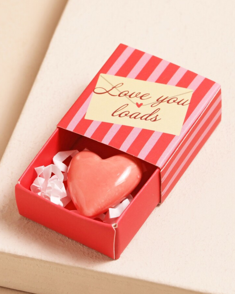 Love You Loads Heart Tiny Ceramic Matchbox Token