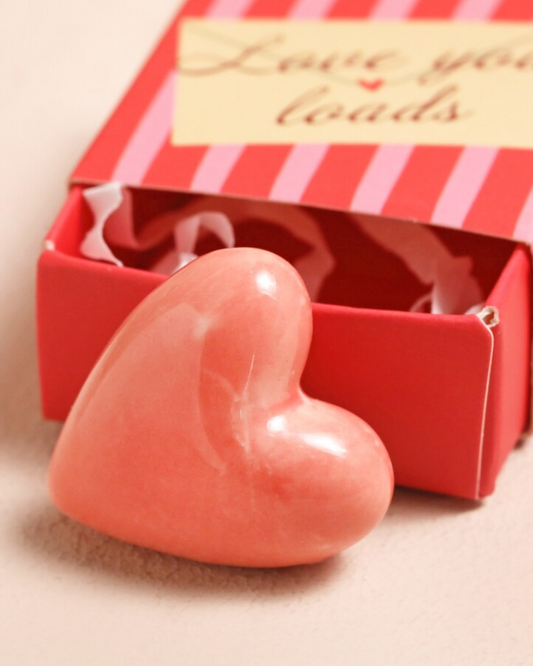 Love You Loads Heart Tiny Ceramic Matchbox Token