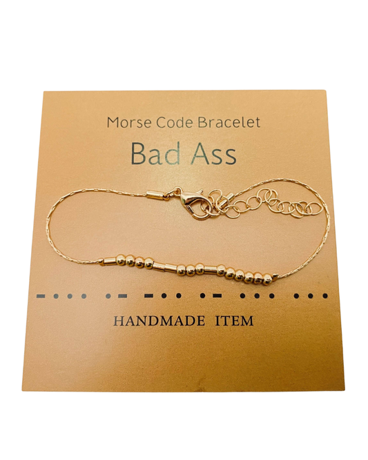 BAD ASS Handmade Golden Morse Code Bracelet