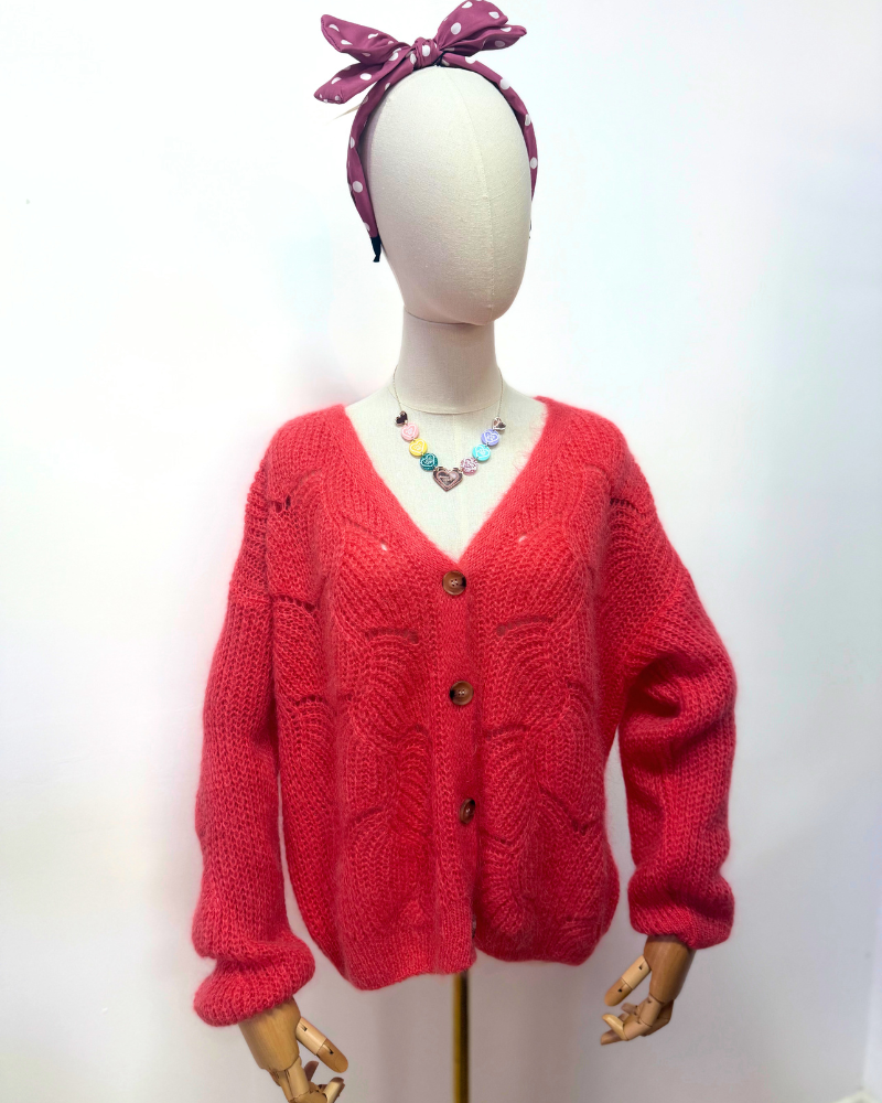 Pointelle Mohair Button Cardigan Assorted