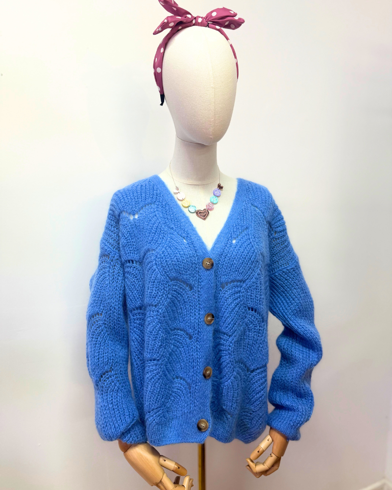 Pointelle Mohair Button Cardigan Assorted