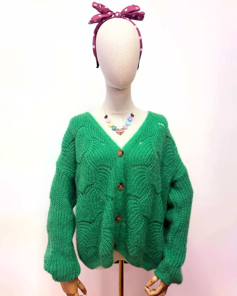 Pointelle Mohair Button Cardigan Assorted