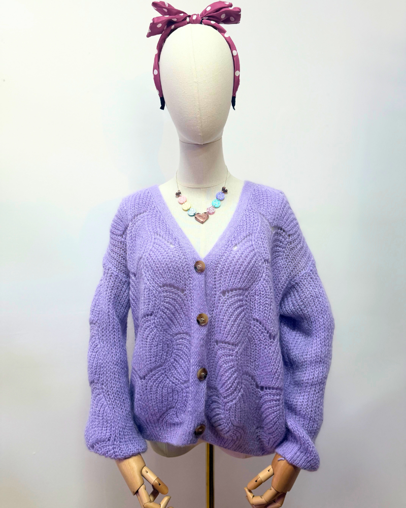 Pointelle Mohair Button Cardigan Assorted