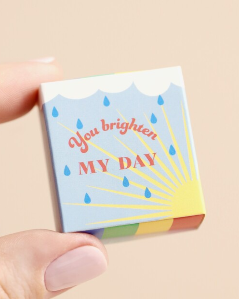 You Brighten My Day Rainbow Tiny Ceramic Matchbox Token