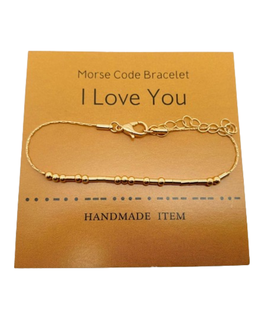 I LOVE YOU Handmade Golden Morse Code Bracelet