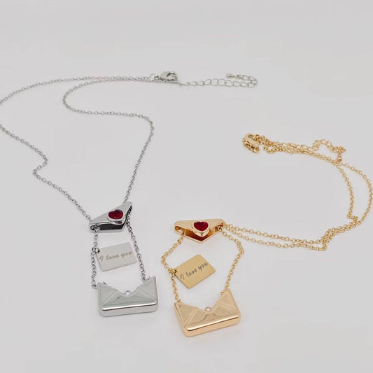 Love Letter Cubic Zirconia Envelope Necklace