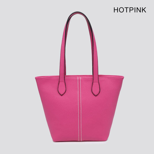 Premium Grade Faux Leather Shopper Bag Tote Bag in Fuchsia